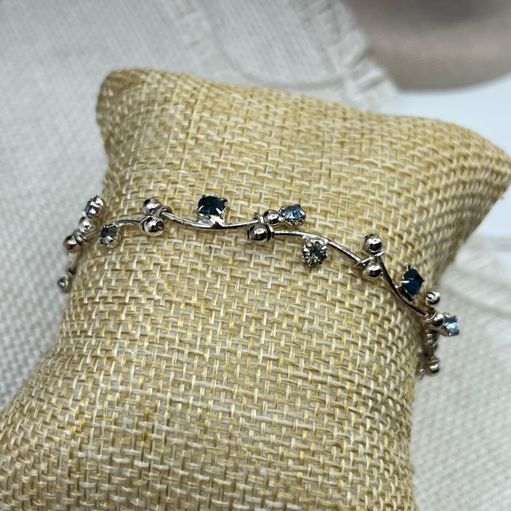 Vintage Vine CZ Bracelet Blue & Clear Stones | 7.25" - Picture 9 of 17